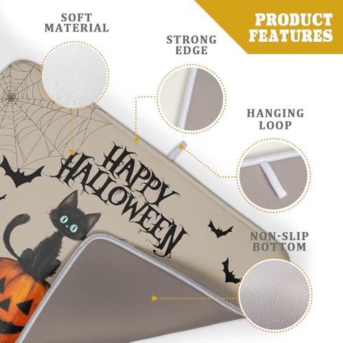 Happy Halloween Black Cat Ghost Dish Drying Mat for Kitchen Counter