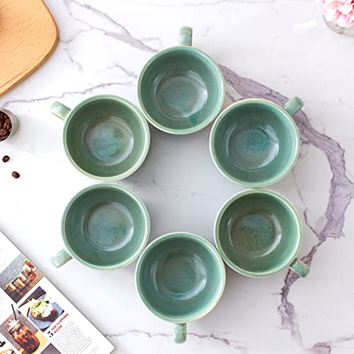 Set of 6 Cups Vintage Design 12 oz Professional Barista Ceramic Latte Art Cappuccino Cups Set (6 Count)
