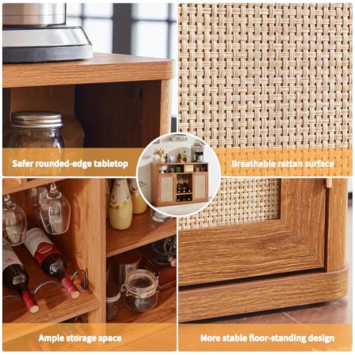 Rattan Wine Bar Cabinet with 2 Doors