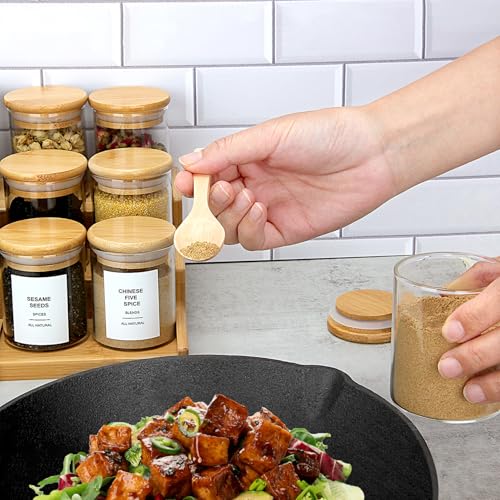 4OZ Glass Spice Jars with Bamboo Lids and 315 Labels