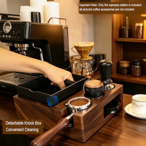 Espresso tamping station and knock box