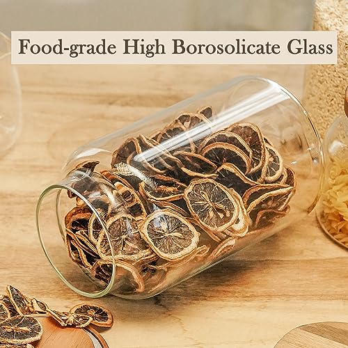 Glass Storage Container Airtight Food Jars Kitchen Canister with Wood Lids