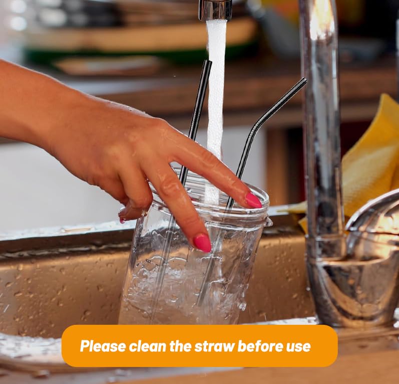 Black Metal Straws (4 Count)