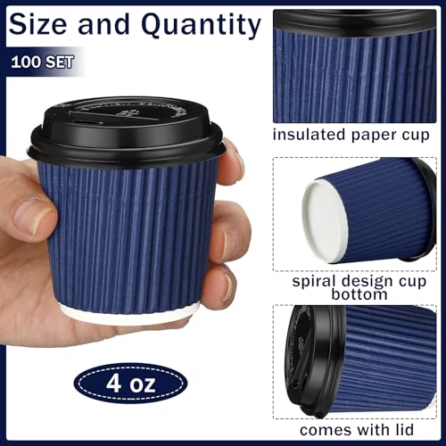 100 Set 4oz Disposable Espresso Coffee Cups with Lids