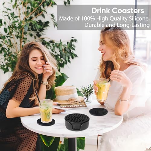 6 Pack Rubber Drink Coasters with Holder