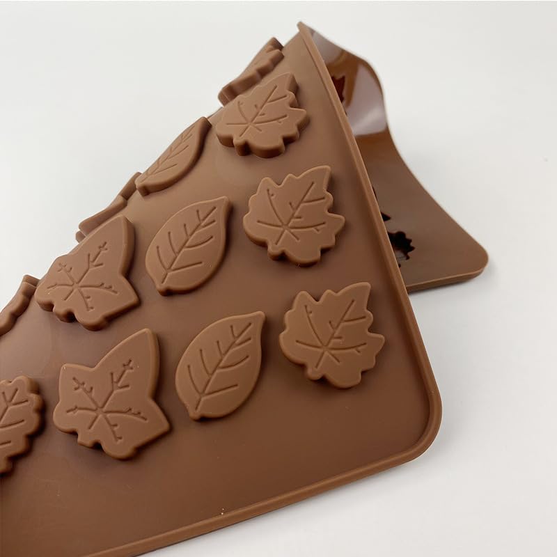 Fall Chocolate Molds 4 Pieces Silicone Pumpkin Candy Mold Maple Leaf Shaped Fondant Molds for Thanksgiving Halloween Autumn Harvest Cupcake Cake Topper Decoration (4 Count)