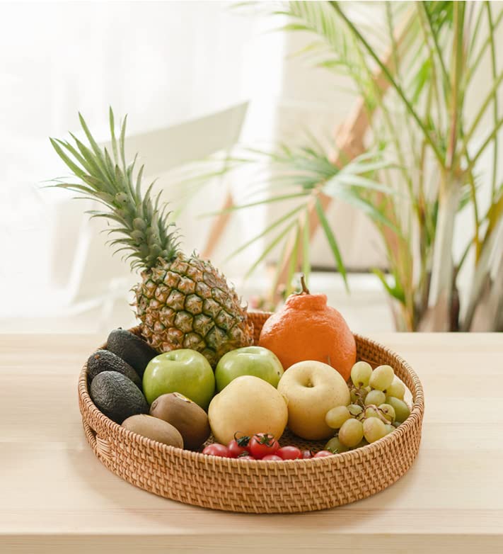 Rattan Round Serving Tray