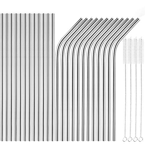 24 PCS Straight & Bent Stainless Steel Straws for Tumblers (24 Count)