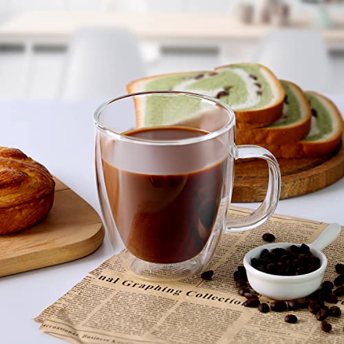 Large Double Wall Glass Coffee Mug 17 oz (2 Count)