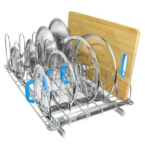 Pull Out Pot and Pan Lid Organizer Inside Cabinet