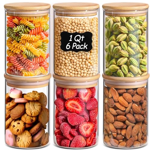 Glass Storage Containers with Lids 1 Qt (6 Count)