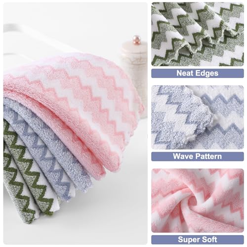 12 Pack Double Waves Coral Velvet Dish Cloths (12 Count)