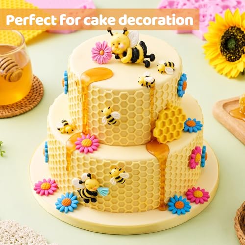 5 Packs Bumble Bee Chocolate Molds Bee Silicone Mold Honey Comb and Sunflower Silicone Mold Fondant Molds for Cake Decorations
