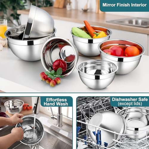 6 PCS Stainless Steel Mixing Bowls (12 Count)