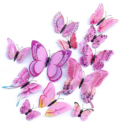 3D Butterfly Wall Decor Butterfly Decorations Stickers with Magnets (72 Count)