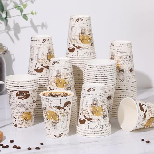 240 Pack 12 oz Disposable Paper Coffee Cups Retro Leak (240 Count)