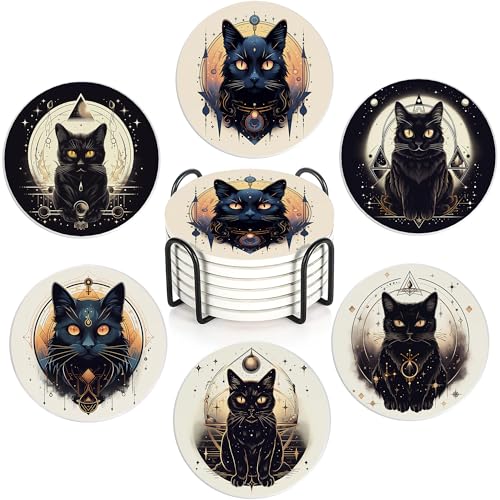 Drink Coasters Set of 6 with Holder
