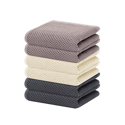 100% Cotton Waffle Weave Kitchen Dish Towels 6 (6 Count)