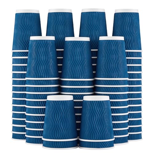 10 oz Coffee Cups 120 Pack Disposable Insulated Corrugated Paper Cup (120 Count)