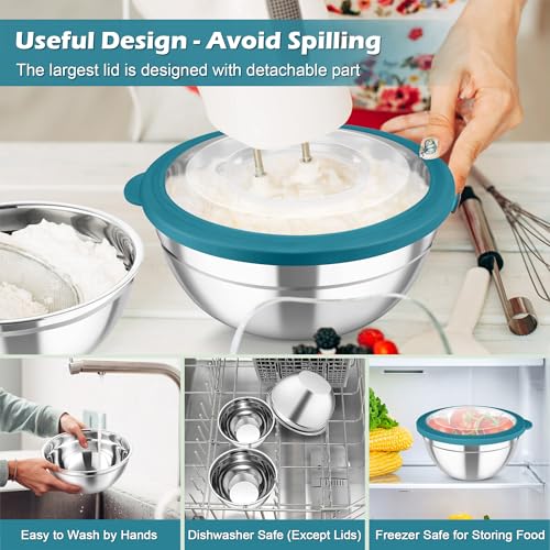 Mixing Bowls 3PCS Stainless Steel Serving Salad Bowls (3 Count)