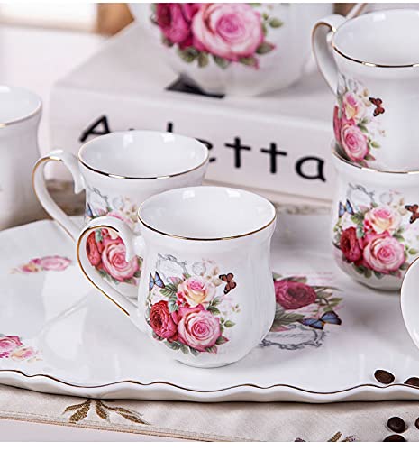 Tea Set for Adults Porcelain Coffee Tea Pot Tea Set with Teapot Tea Cup Sets Tea Sets for Afternoon Tea Wedding Gift