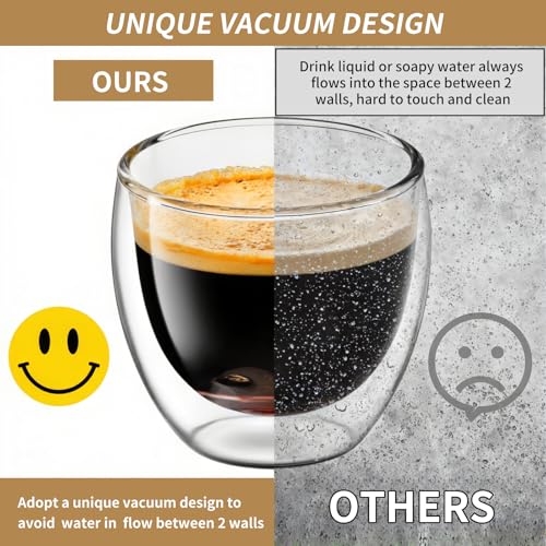 10oz Double Wall Espresso Cups Set of 4 (4 Count)