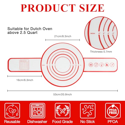 2 Pcs Sourdough Silicone Bread Sling for Dutch Oven Liners