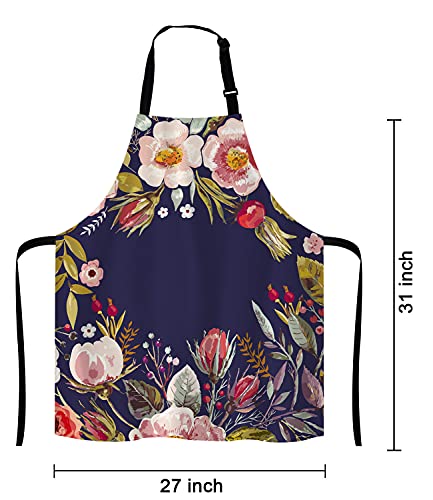 Vintage background with hand drawn floral wreath Adjustable Bib Apron