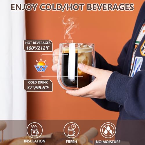 Double Walled Glass Coffee Mugs (4 Count)