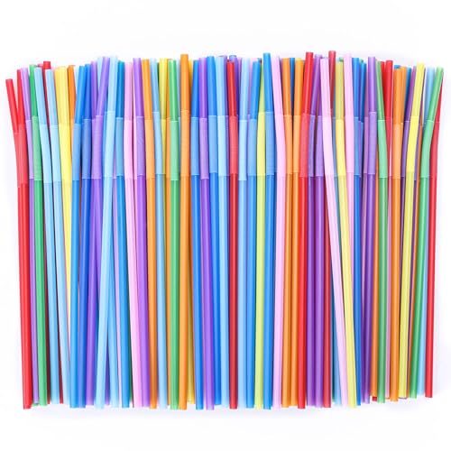 10.3" Flexible Bendy Disposable Drinking Straws (500 Count)