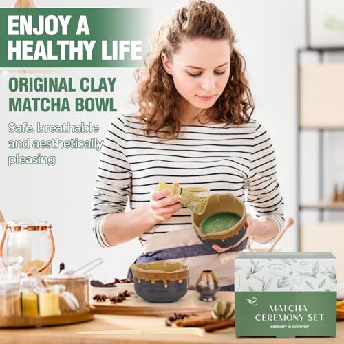 Pottery Matcha Set Japanese Handcrafted Tea Bowl
