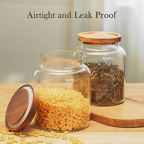 Glass Storage Container Airtight Food Jars Kitchen Canister with Wood Lids