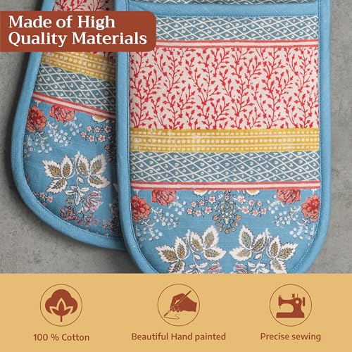 Double Oven Mitts 100% Cotton Double Oven Glove
