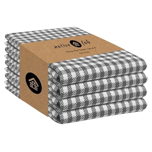 4 Pack Gingham Plaid Kitchen Towels 16"x26"