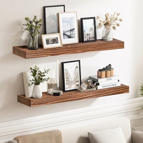 Solid Wood Floating Shelves (2 Count)