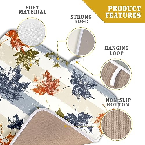 Autumn Colorful Maple Leaves Dish Drying Mat for Kitchen Counter