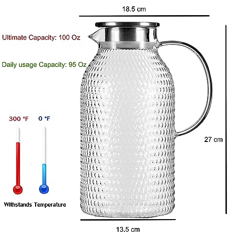 100 Oz Borosilicate Glass Pitcher with Lid