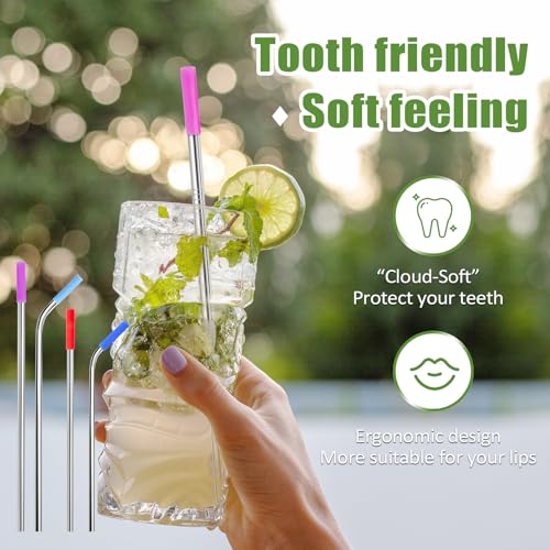 16 Pcs Metal Straw Reusable 8.5" 10.5" 6mm Stainless Steel Straws for Tumblers 20oz (16 Count)