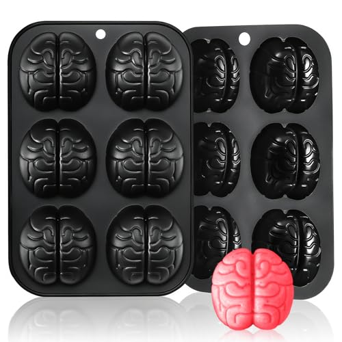 Halloween Brain Silicone Molds 2 Pack 6 Cavity