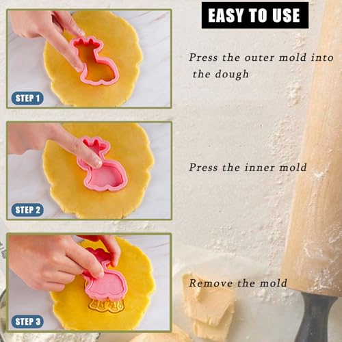 8 Pcs Animal Cookie Cutters Set Baking Molds 3D Animal Press type Cookie Cutter for Baking