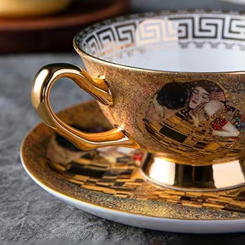 12 Piece European Bone China Coffee Cup & Saucer Set