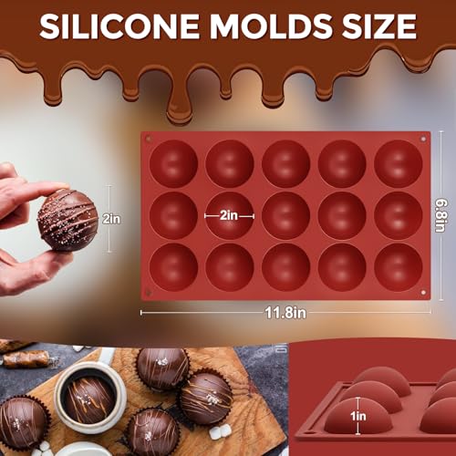 Medium 15 Cavity Semi Sphere Silicone Molds Non (2 Count)