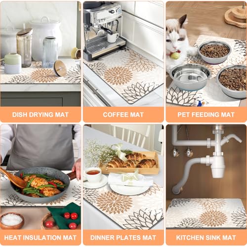 2PCS 16" x 24" Dish Drying Mat & 24" x 5.5" Sink Splash Guard