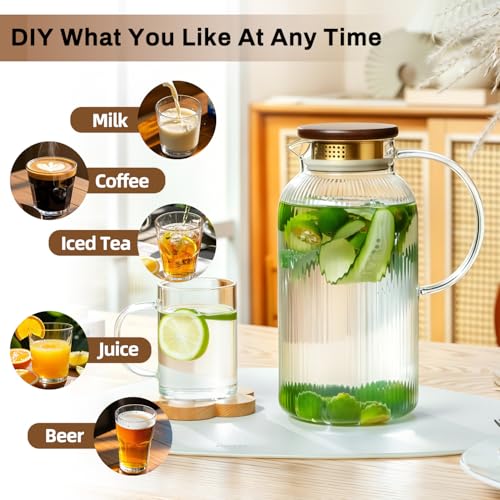2 PACK Glass Pitcher with Lid (2 Count)