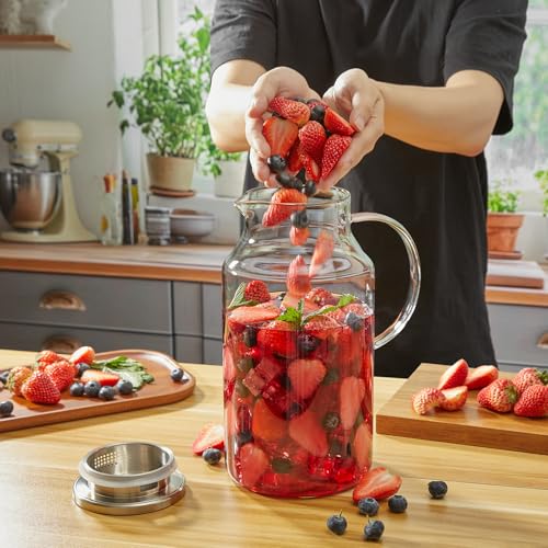 1 Gallon Glass Pitcher with Lid and Handle