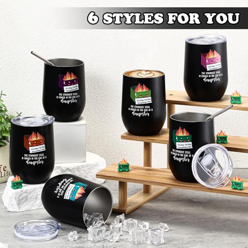 6 Pcs Coworker Gift Dumpster Fire Tumbler with Straw Lid (6 Count)