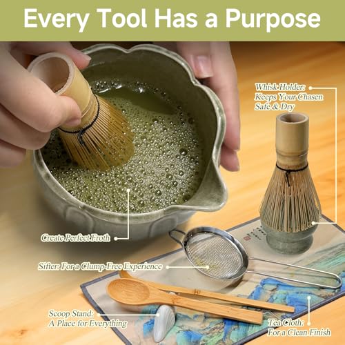 Matcha Whisk Set with Ceramic Bowl (8 Count)