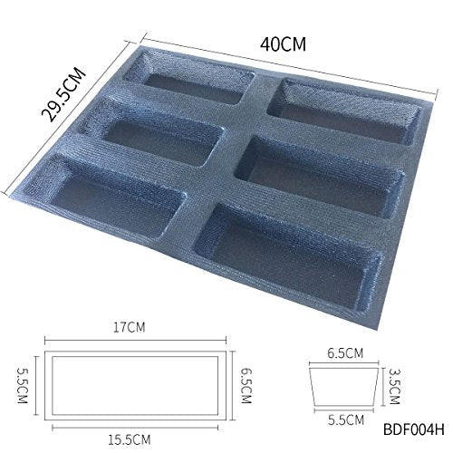 Silicone Bread Forms Square Shape Bread Molds Non Stick Bakery Trays Silicone Coated Fiber Glass 6 Caves Rectangle Moulds