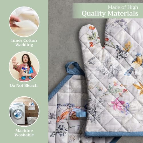 100% Cotton Oven Mitt & Pot Holder Set