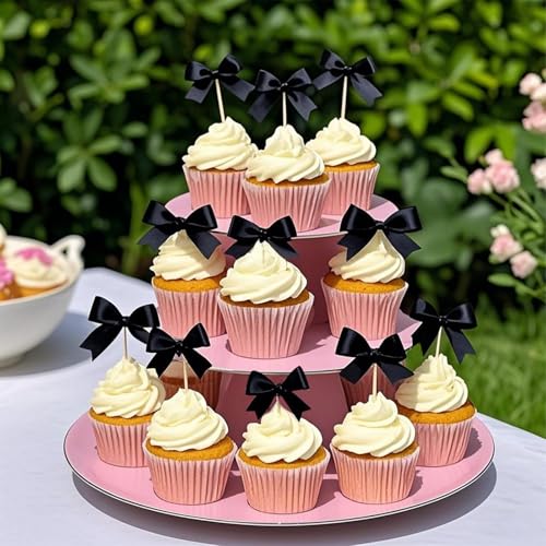 Black Bow Cupcake Toppers